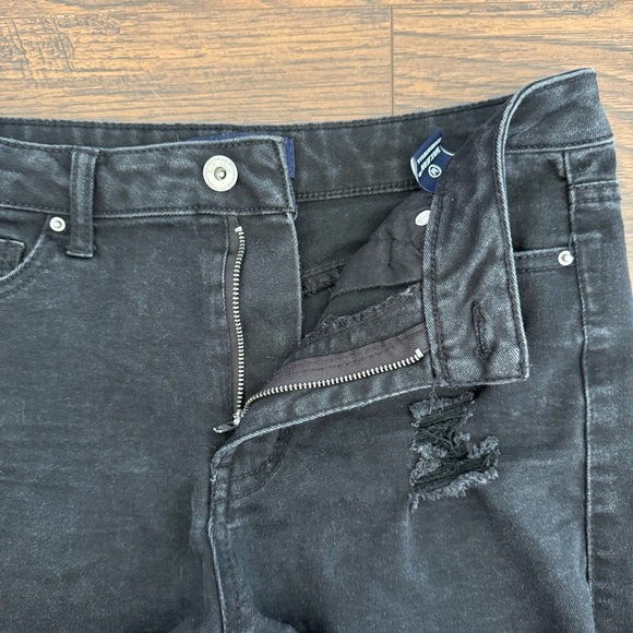 Wax Jean Black Cut Off Denim Mid Rise Casual Shorts Stretch Womens Size Medium - Picture 3 of 5